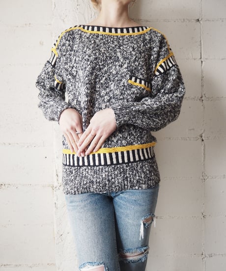 Boat Neck Stripe Knit BKWHYE