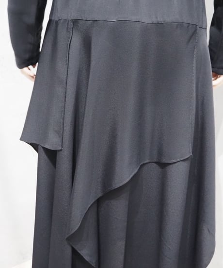 Dolman Sleeve Frill Design Dress BK