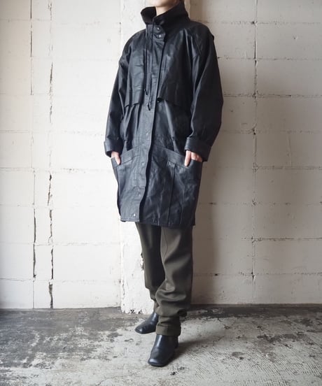 Stand Collar Leather Coat BK