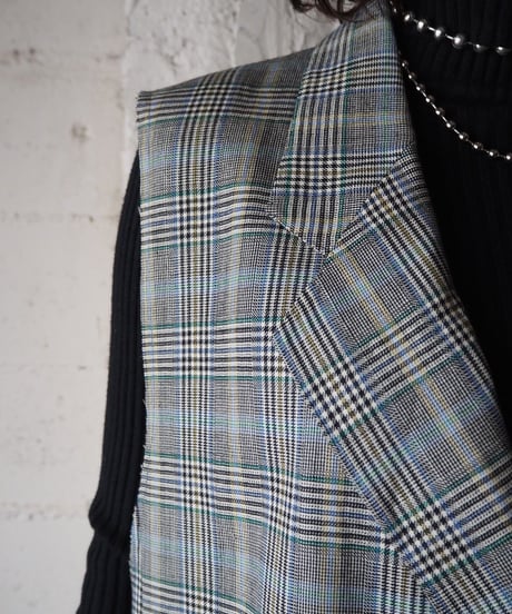 Check Pattern Remake Jacket Vest GRBKGN