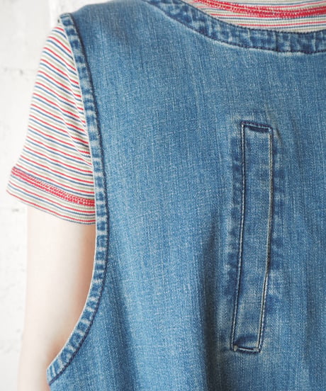 Sleeveless Back Paint Denim Dress BLWH