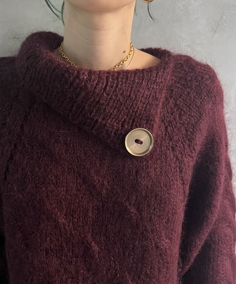 Mohair Collar Design Long Knit BUR