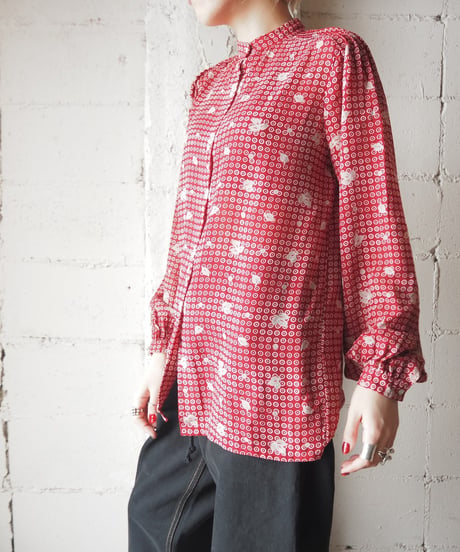 GIVENCHY Stand Collar Pattern Blouse RE