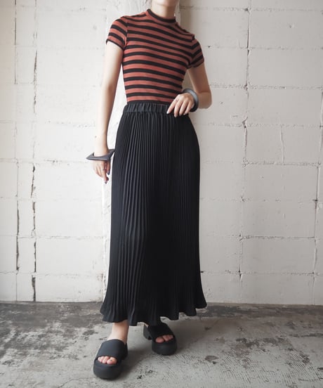 BCBG Mock Neck Stripe Cutsewn ORBRBK