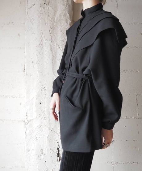 Pleated Shoulder Wool Shirt BK