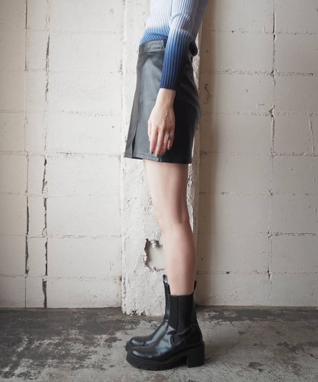 Leather Tight Mini Skirt BK
