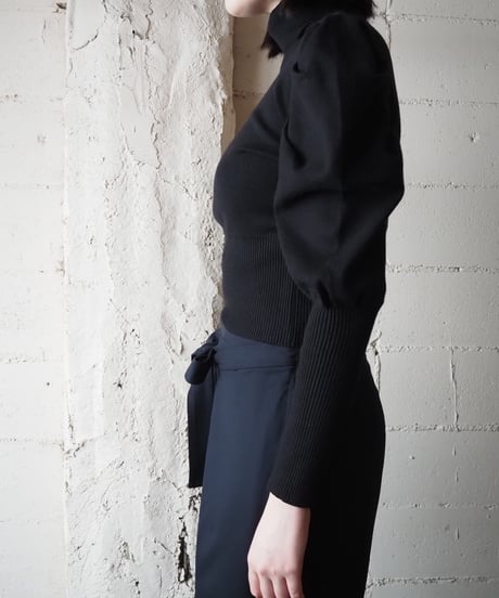 Turtleneck Puff Sleeve Knit BK