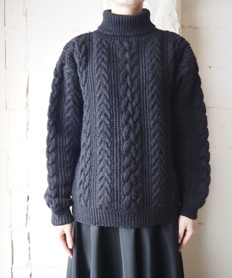 Turtle Neck Fisherman Knit BK