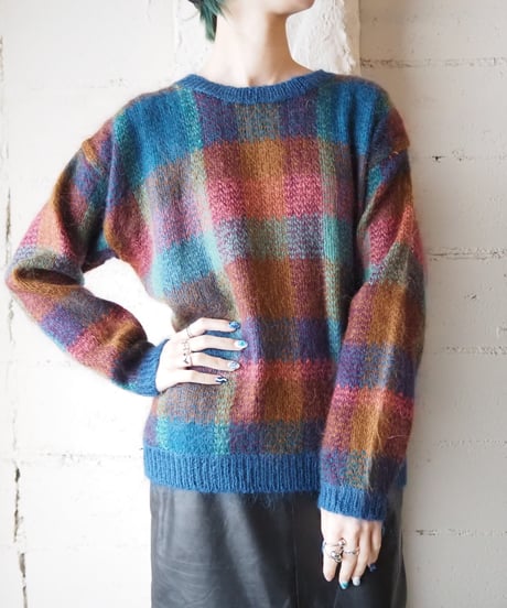 Check Pattern Mohair Knit BLBR