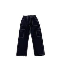 White Stitch Double Pocket Denim Pants BK