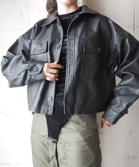 Fake Leather Shirt Jacket BK