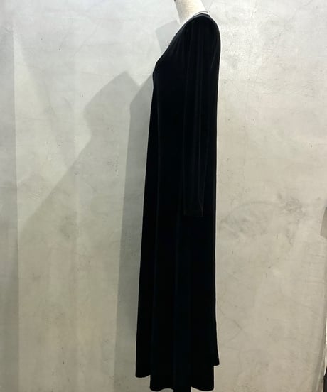 LAUREN L/S Velour Dress BK