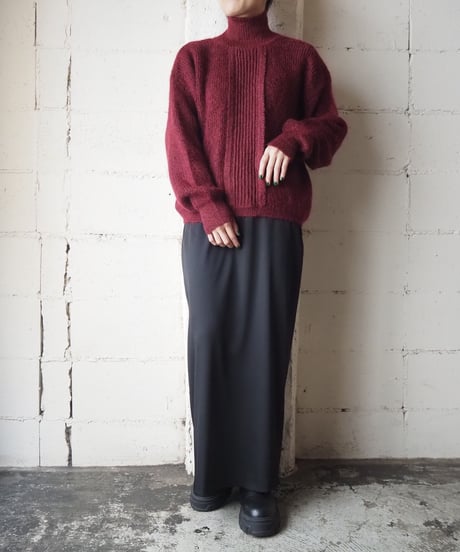 Mock Neck Rib Cuff Knit BUR