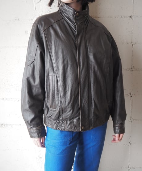 Stand Collar Fly Front Leather Jacket DBR