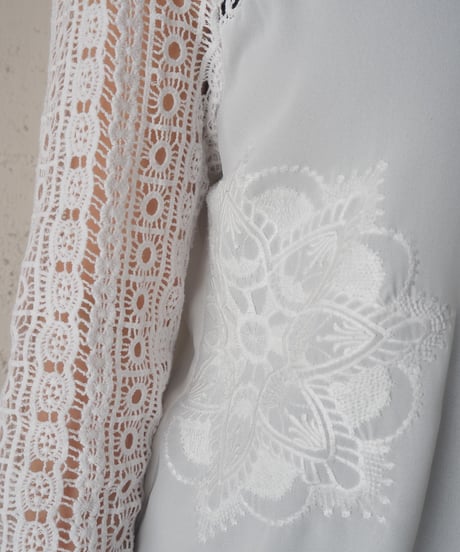 Desigual Lace Embroidery Collarless Blouse WH
