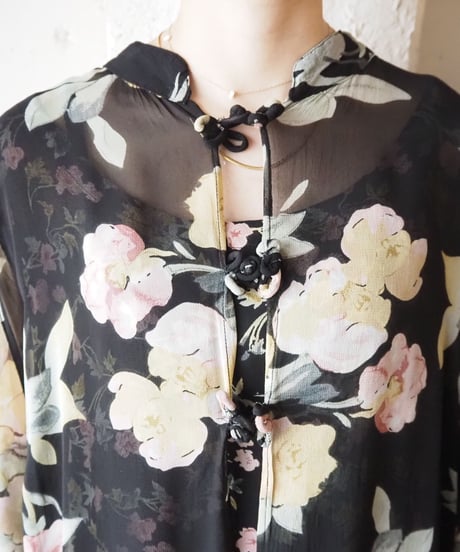 Seethrough Flower China Dress BK