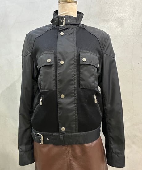 Belstaff Mesh Switching Stand Collar Jacket BK
