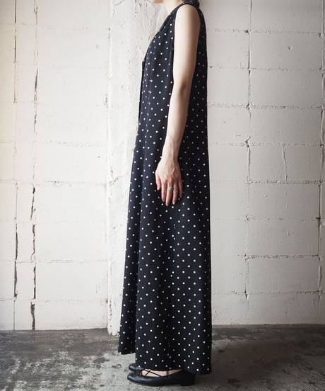1980's Back Cross Dot N/S Dress NVY