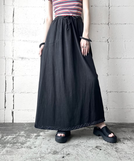 Draw String Waist Sweat Skirt BK