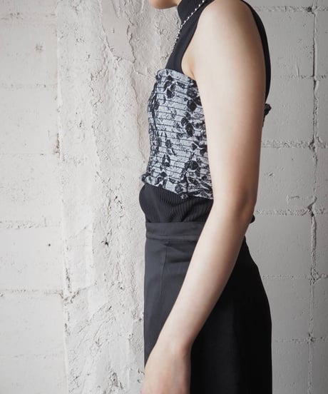 Pattern Shirring Bustier BK GR