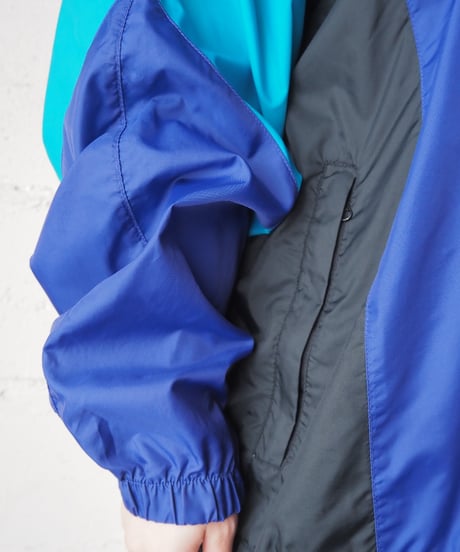 NIKE 1990's Tricolor Stand Collar Nylon Jacket PUR BL BK