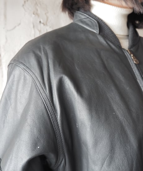 ROUNDTREE&YORKE Double Collar Leather Jacket BK