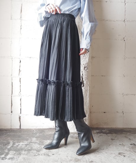 Frill Washer Easy Skirt BK