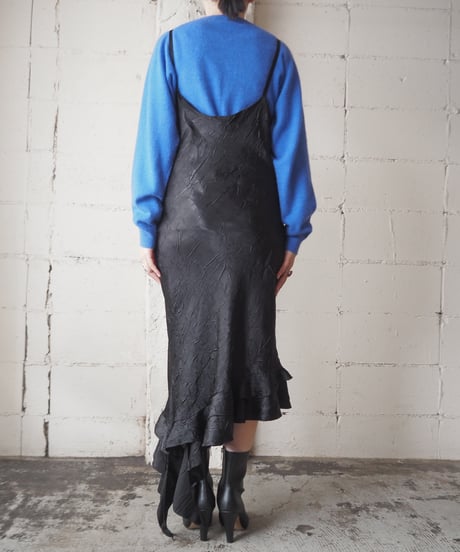 Asymmetric Raffle Hem Camisole Dress BK