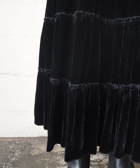 Velour Easy Tiered Skirt BK