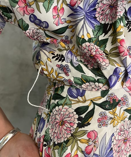 Flower Pattern Open Collar Dress WHPI