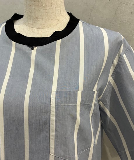 3.1 Phillip Lim Stripe Rib Collar Tee LBL WH
