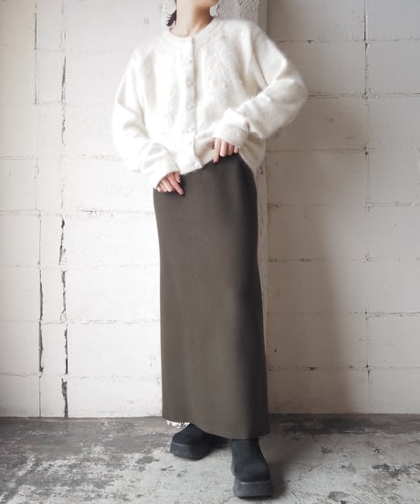 Angora Mix Embroidery Knit Cardigan WH