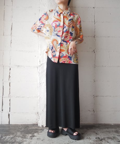 Short Sleeve Pattern Silk Shirt PI YE