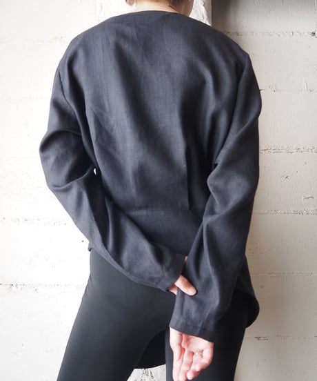 Collarless Asymmetry Design Jacket BK