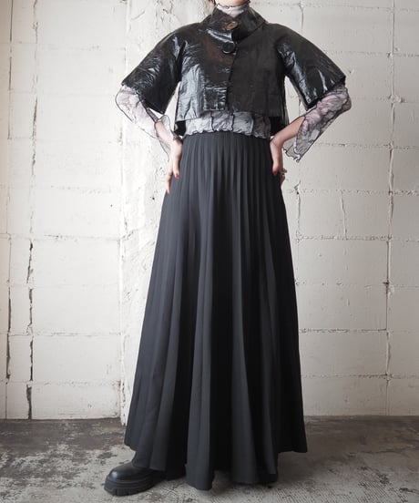 Stand Collar Patent Short Jacket BK