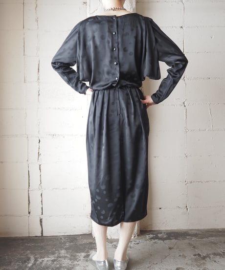 Shodow Dot Satin Dress BK