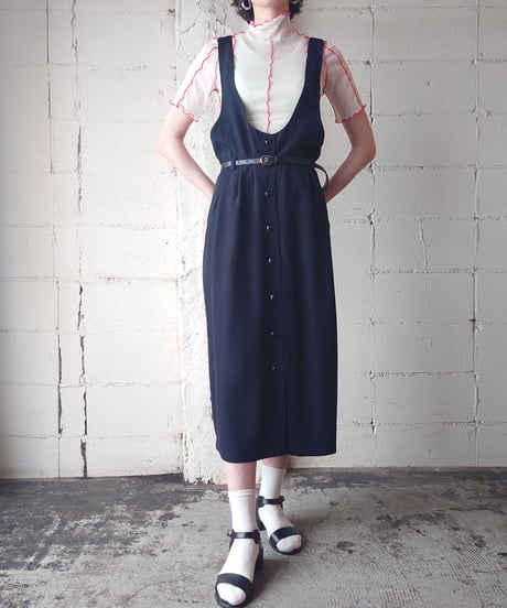 Front Button Sleeveless Dress BK