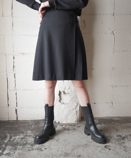 JILSANDER Pleated Wrap Mini Skirt BK