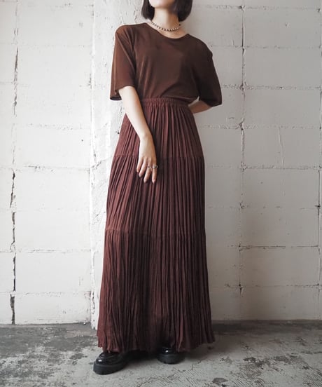 Tiered Pleated Long Skirt BR