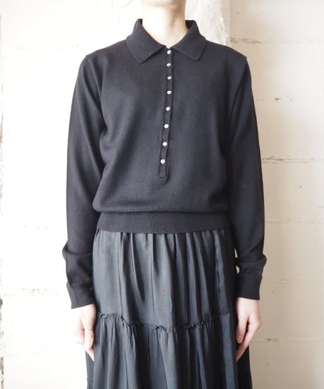 Wool Polo Knit BK