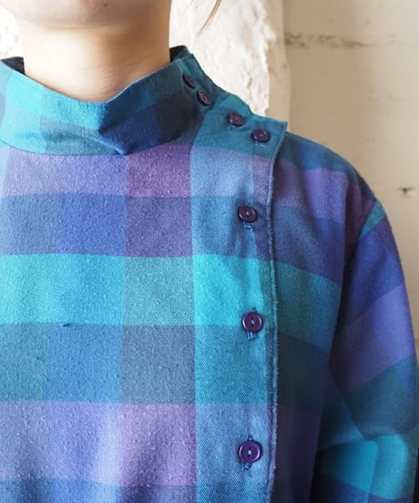 Block Check Button Dress BL