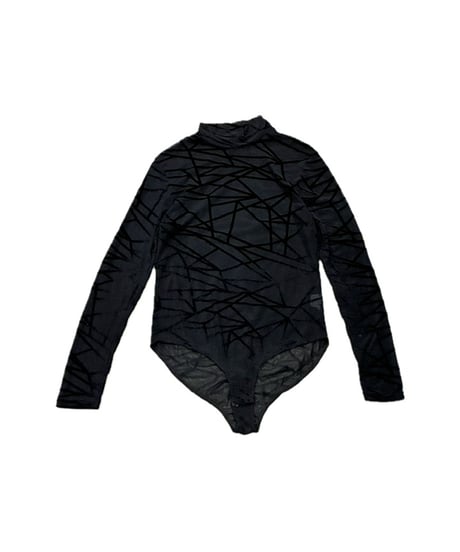 Geometric Pattern Sheer Bodysuit BK