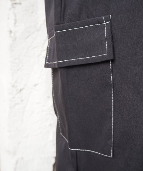 White Stitch Cargo Pants BK