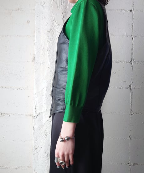 Side Lace Up Leather Vest BK
