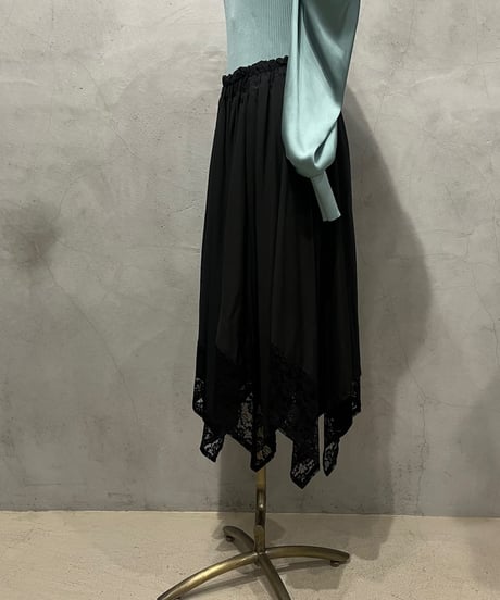 Zig zag Lace Hem Easy Skirt BK