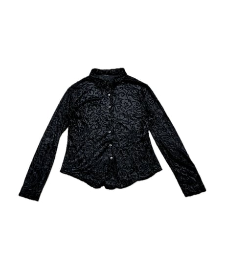 Opal Velour Pattern Sheer Shirt BK