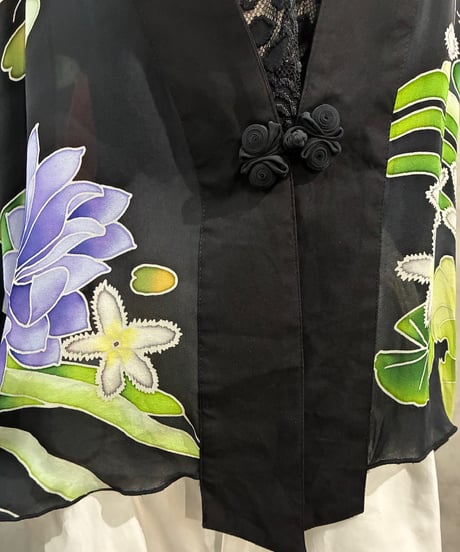Flower Pattern Sheer Silk Gown BK