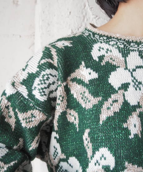 Lame Mix Flower Pattern Sweater GNWH
