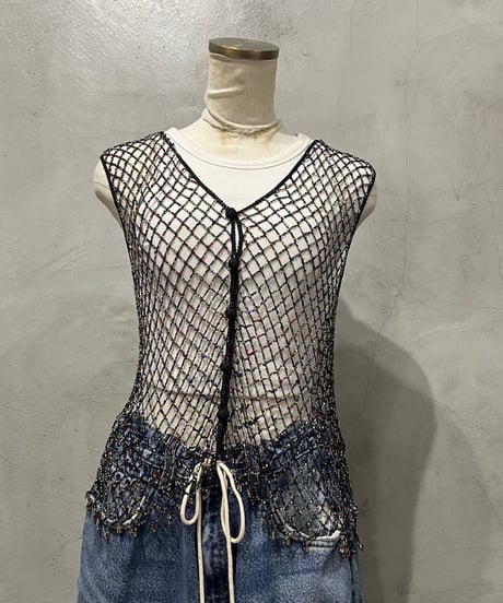 Colorful Beads×Crochet Vest BKREBL