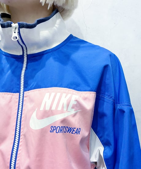 NIKE Tricolor Stand Collar Cropped Jacket BLPIWH